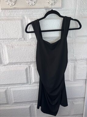 Black Sleeveless Draped Women’s Dress